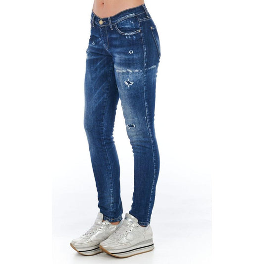 Frankie Morello Blue Cotton Women Jean Frankie Morello