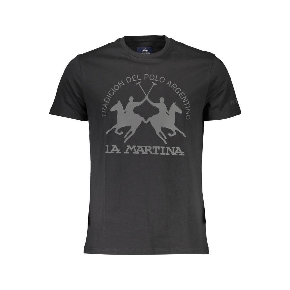 La Martina Black Cotton Men T-Shirt La Martina