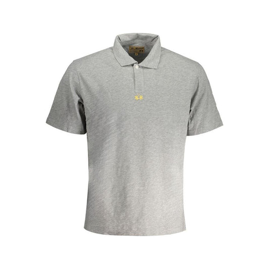 La Martina Gray Cotton Polo Shirt La Martina