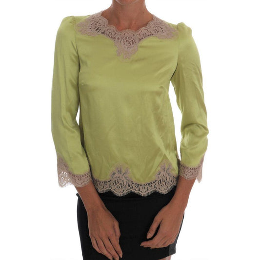 Dolce & Gabbana Elegant Floral Lace Silk Blouse Dolce & Gabbana