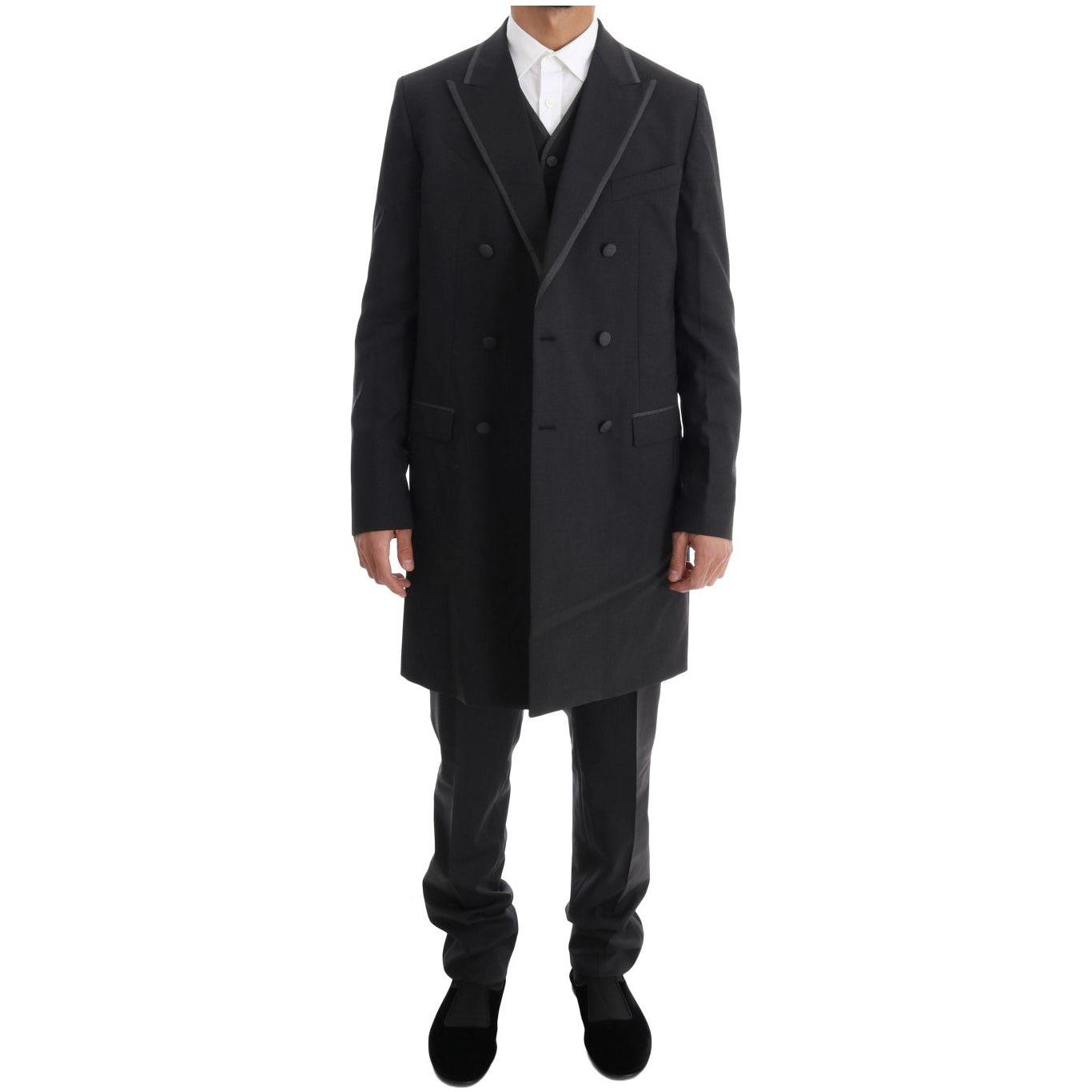 Dolce & Gabbana Gray Wool Stretch 3 Piece Two Button Suit