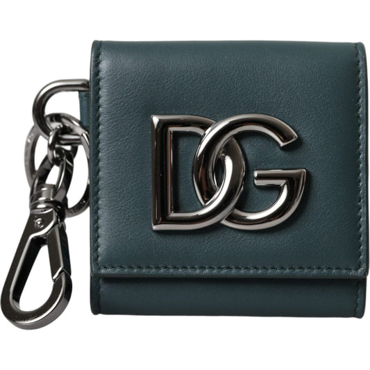 Dolce & Gabbana Green Calfskin Leather DG Logo Keyring Coin Purse Wallet Dolce & Gabbana