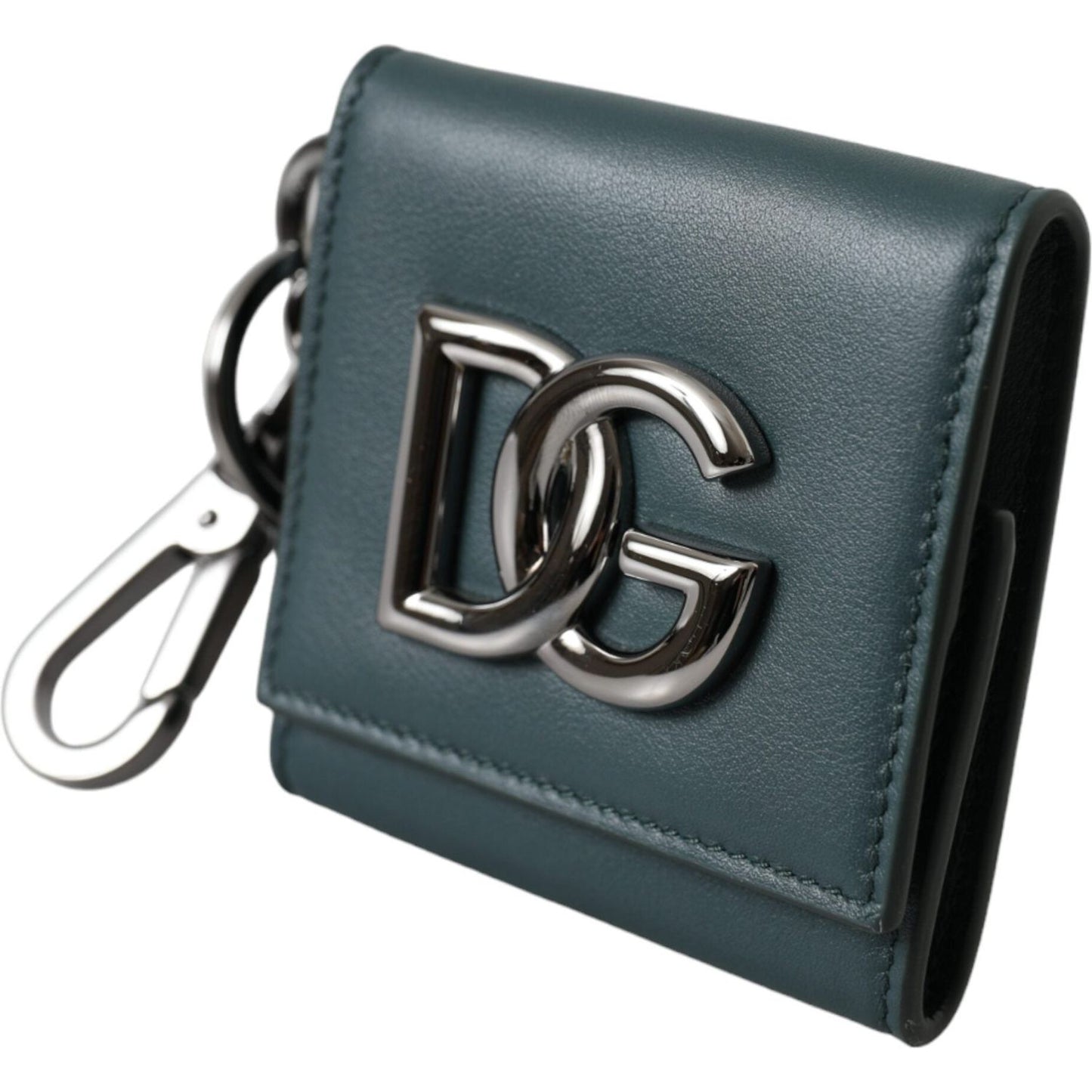 Dolce & Gabbana Green Calfskin Leather DG Logo Keyring Coin Purse Wallet Dolce & Gabbana