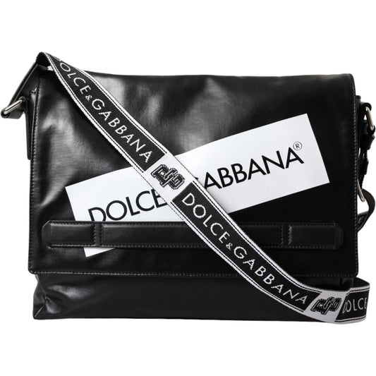 Dolce & Gabbana Black Calfskin Coated Canvas Logo Panel Messenger Bag Dolce & Gabbana