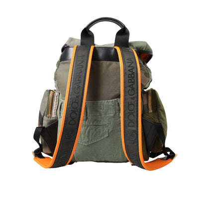 Dolce & Gabbana Military Green Patchwork Rucksack Backpack Bag