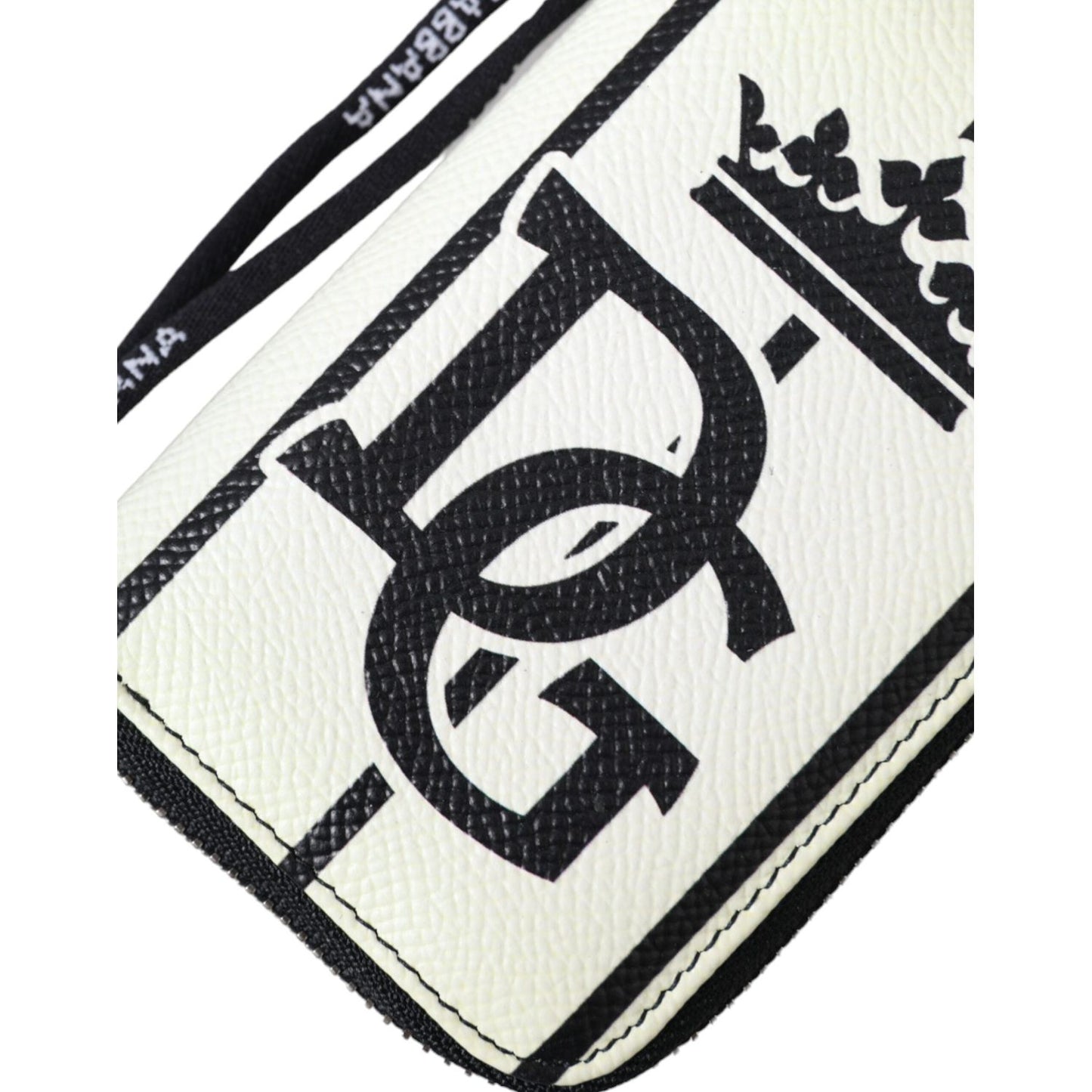 Dolce & Gabbana White Black Stripe Crown Logo Leather Card Holder Wallet Dolce & Gabbana