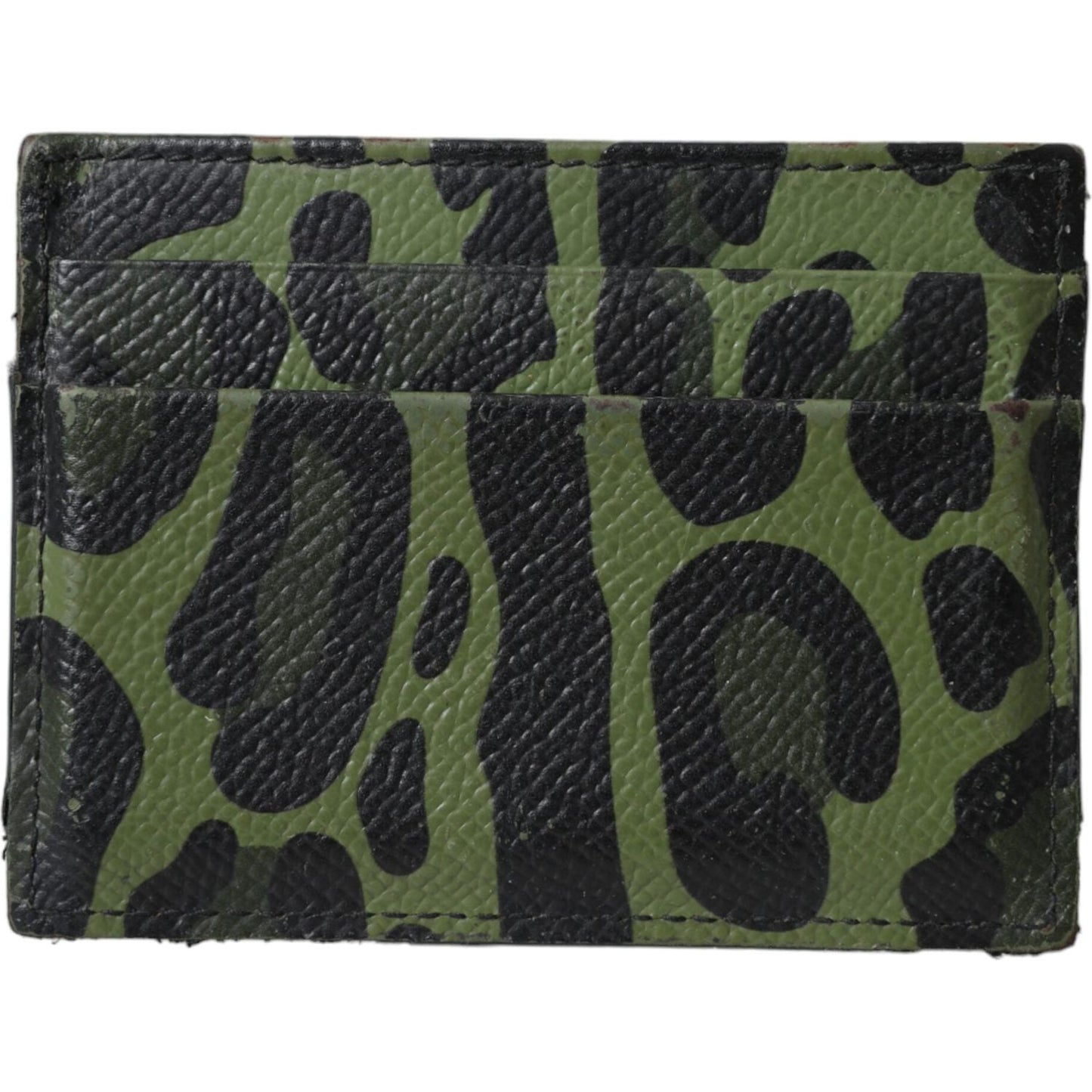 Dolce & Gabbana Green Black Leopard Logo Plaque Card Holder Wallet Dolce & Gabbana