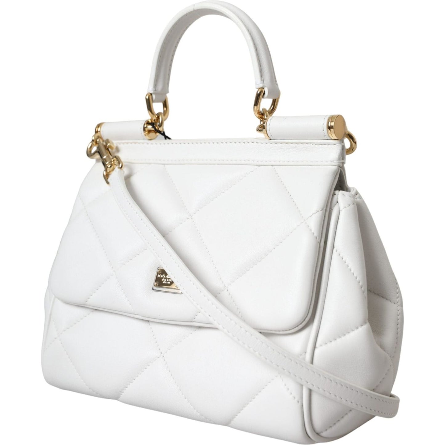 Dolce & Gabbana White Quilted Leather SICILY Shoulder Purse Satchel Bag Dolce & Gabbana