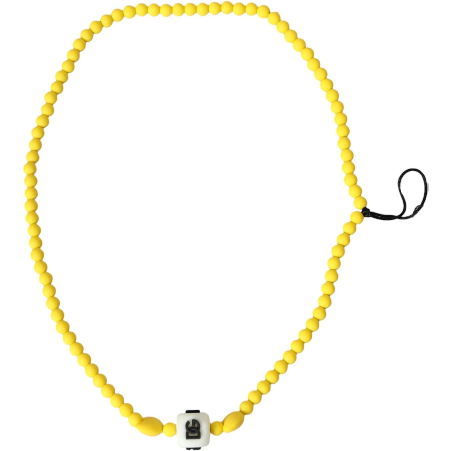 Dolce & Gabbana Yellow Beaded Chain DG Logo Charm Necklace Necklace Dolce & Gabbana