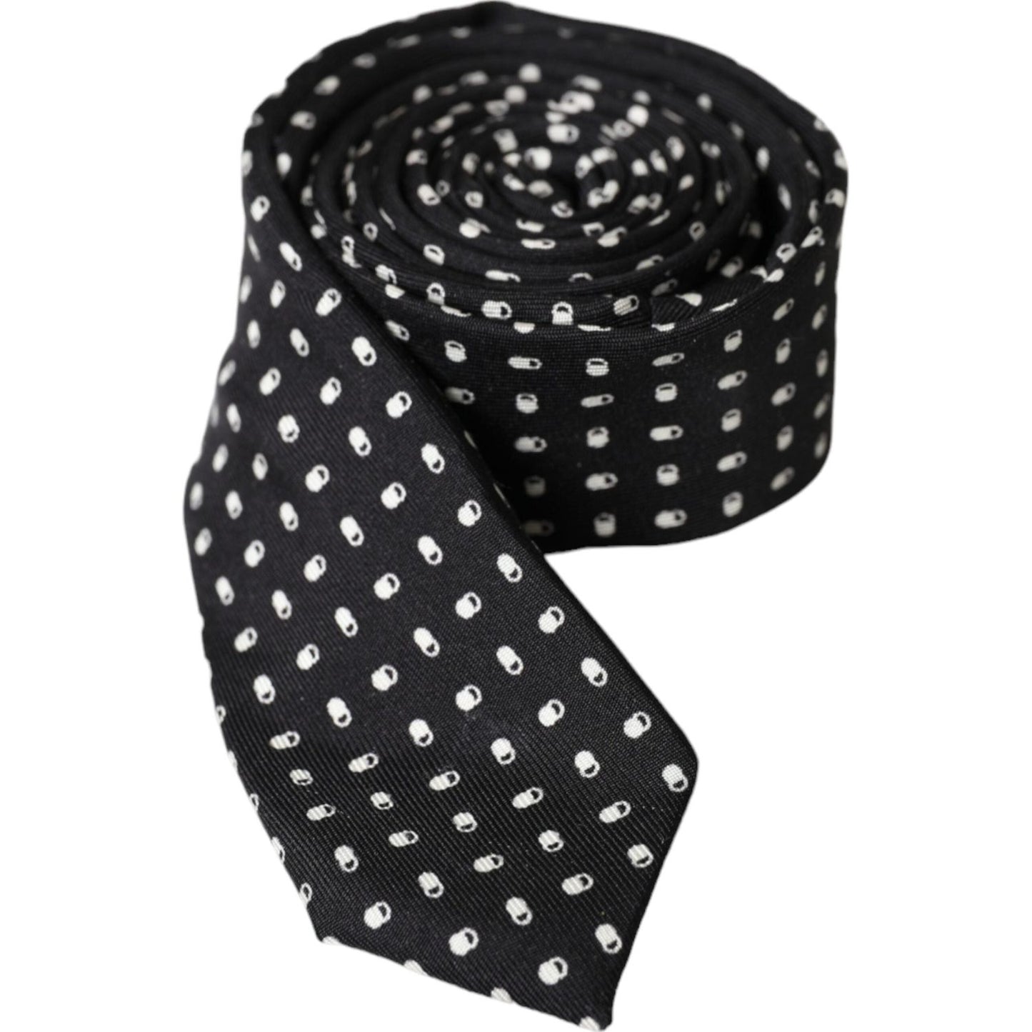 Dolce & Gabbana Black Patterned 100%Silk Adjustable Tie Dolce & Gabbana