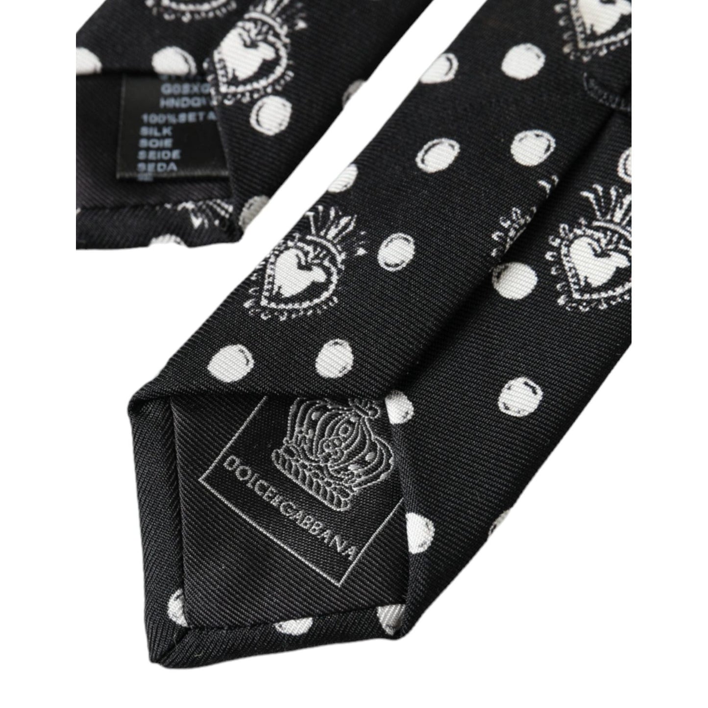 Dolce & Gabbana Black Heart Polka Dot Adjustable Tie