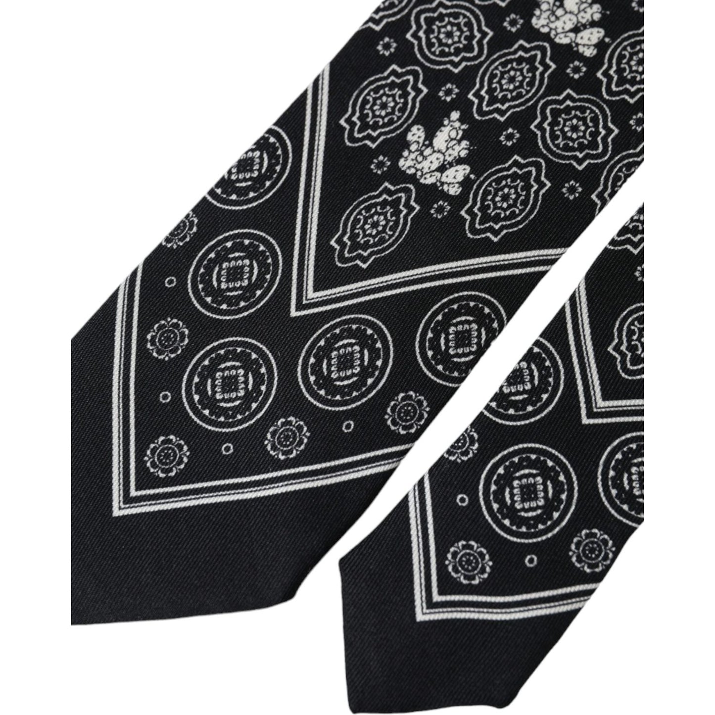 Dolce & Gabbana Black Patterned 100%Silk Adjustable Tie Dolce & Gabbana