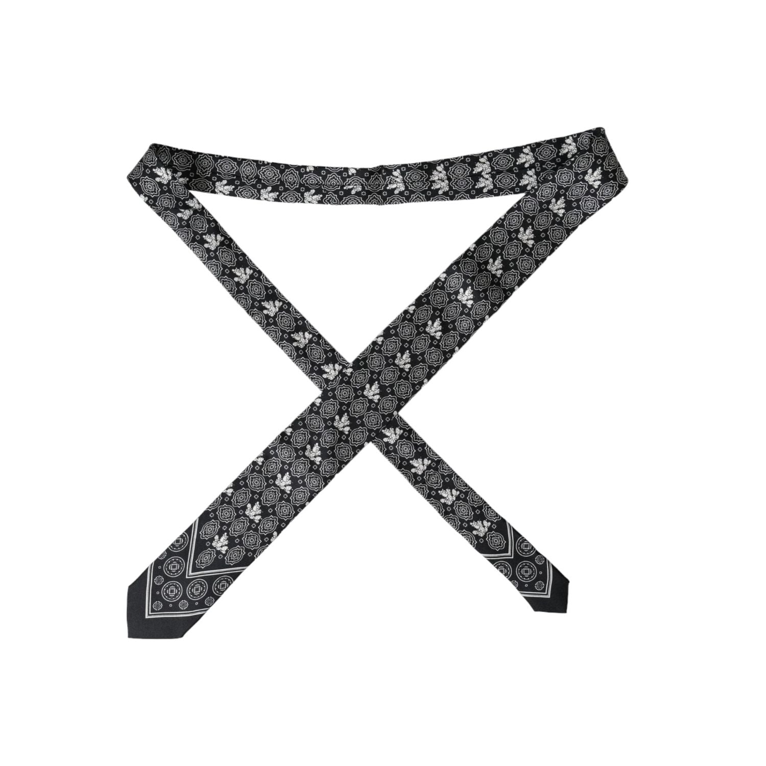 Dolce & Gabbana Black Patterned 100%Silk Adjustable Tie
