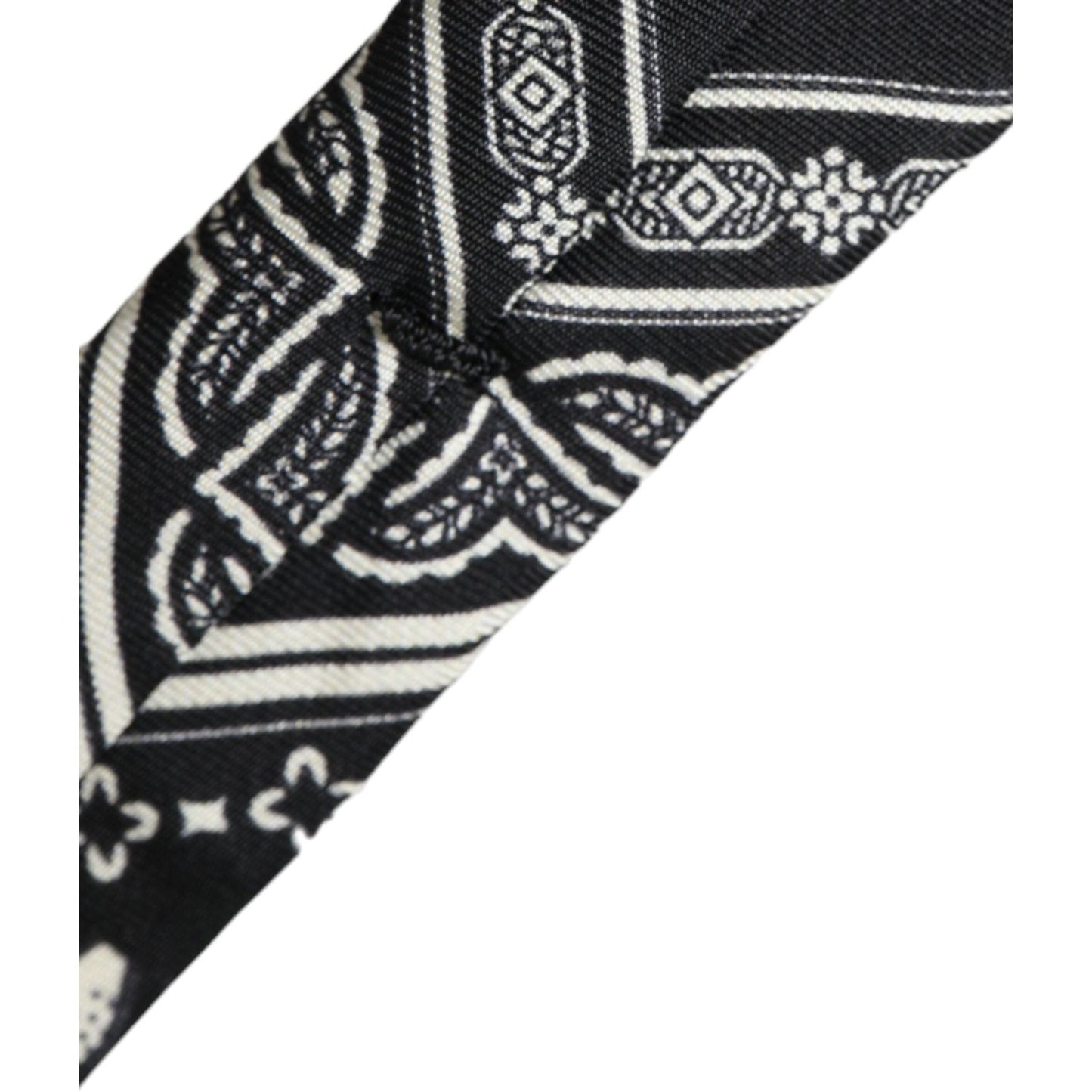 Dolce & Gabbana Black Patterned 100%Silk Adjustable Tie Dolce & Gabbana