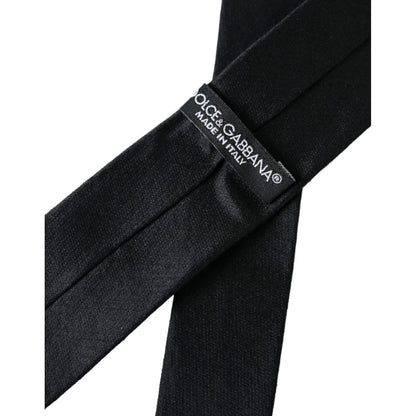 Dolce & Gabbana Black Solid 100% Silk Adjustable Tie