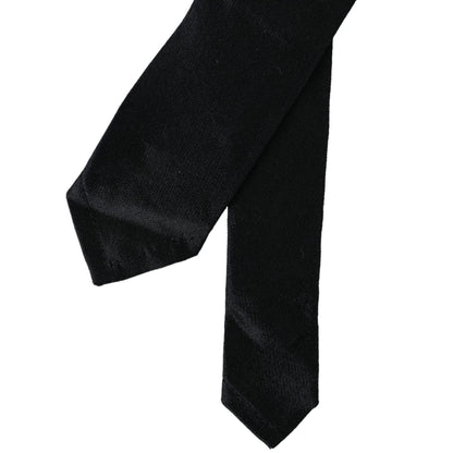 Dolce & Gabbana Black Solid 100% Silk Adjustable Tie