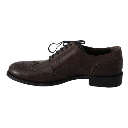 Dolce & Gabbana Brown Leather Brogue Derby Dress Shoes