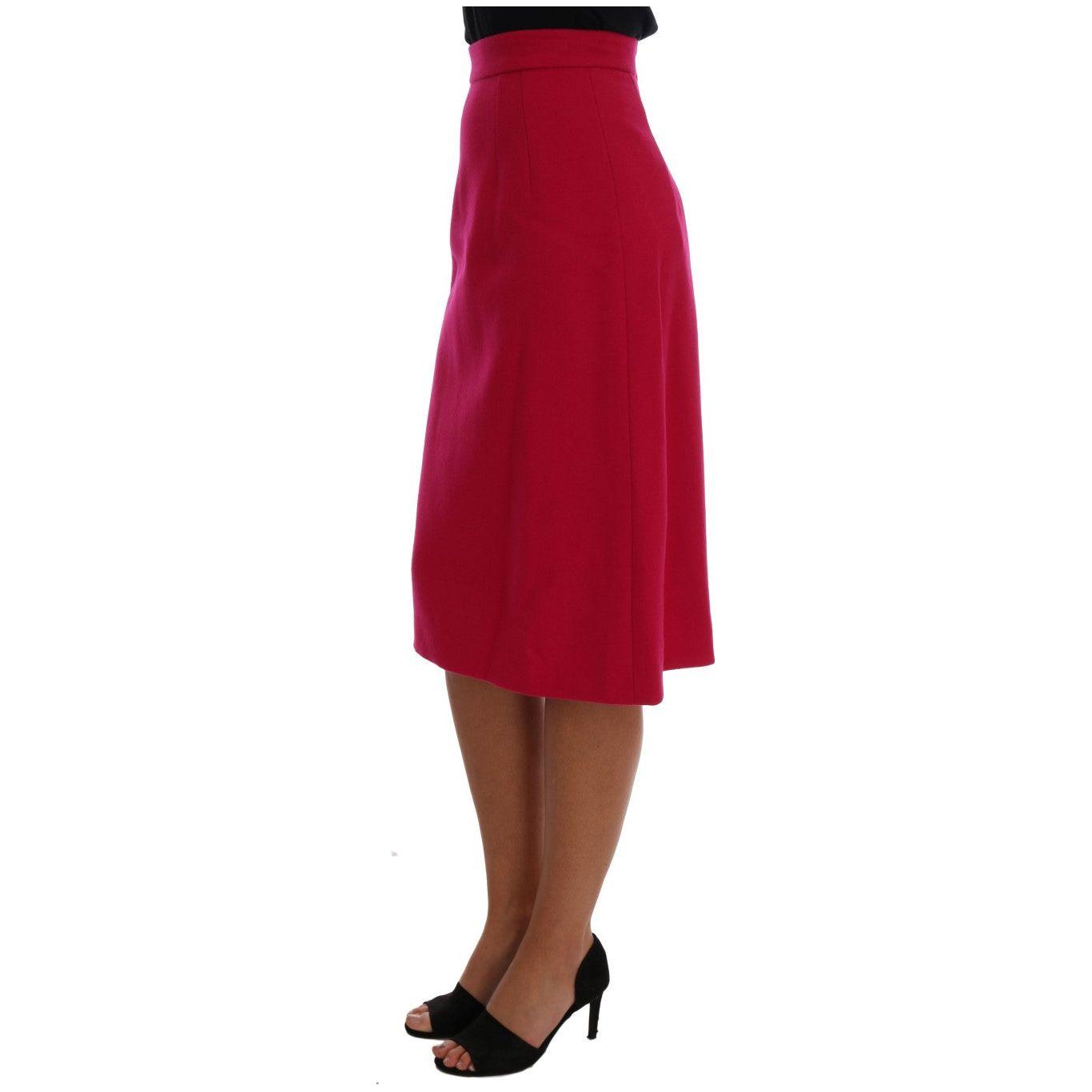 Dolce & Gabbana Elegant Pink Wool A-Line Knee-Length Skirt