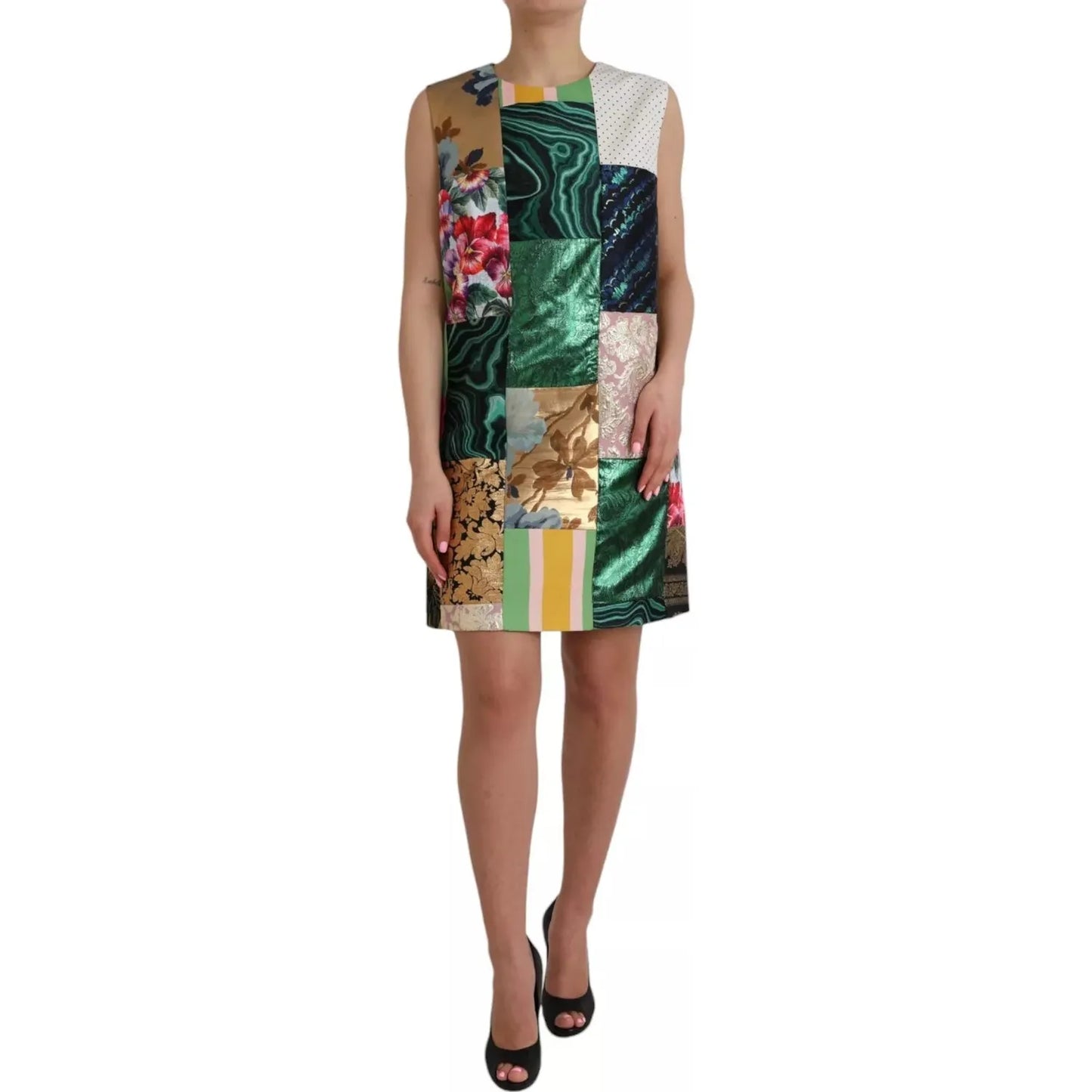 Dolce & Gabbana Multicolor Jacquard Patchwork Shift Dress Dolce & Gabbana