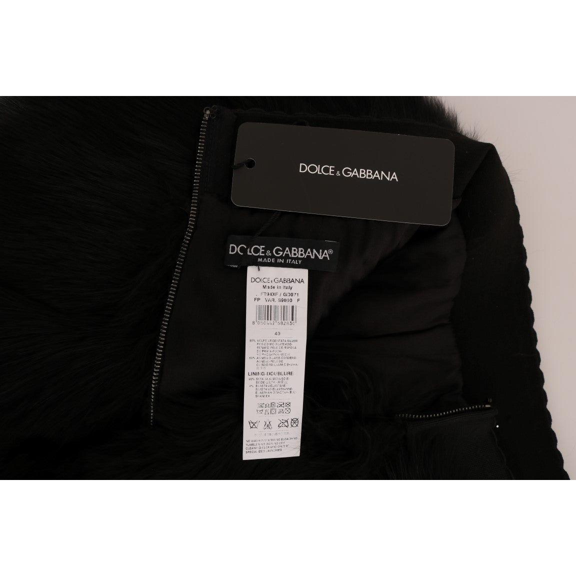 Dolce & Gabbana Black Lamb Fox Fur Mini Hot Pants