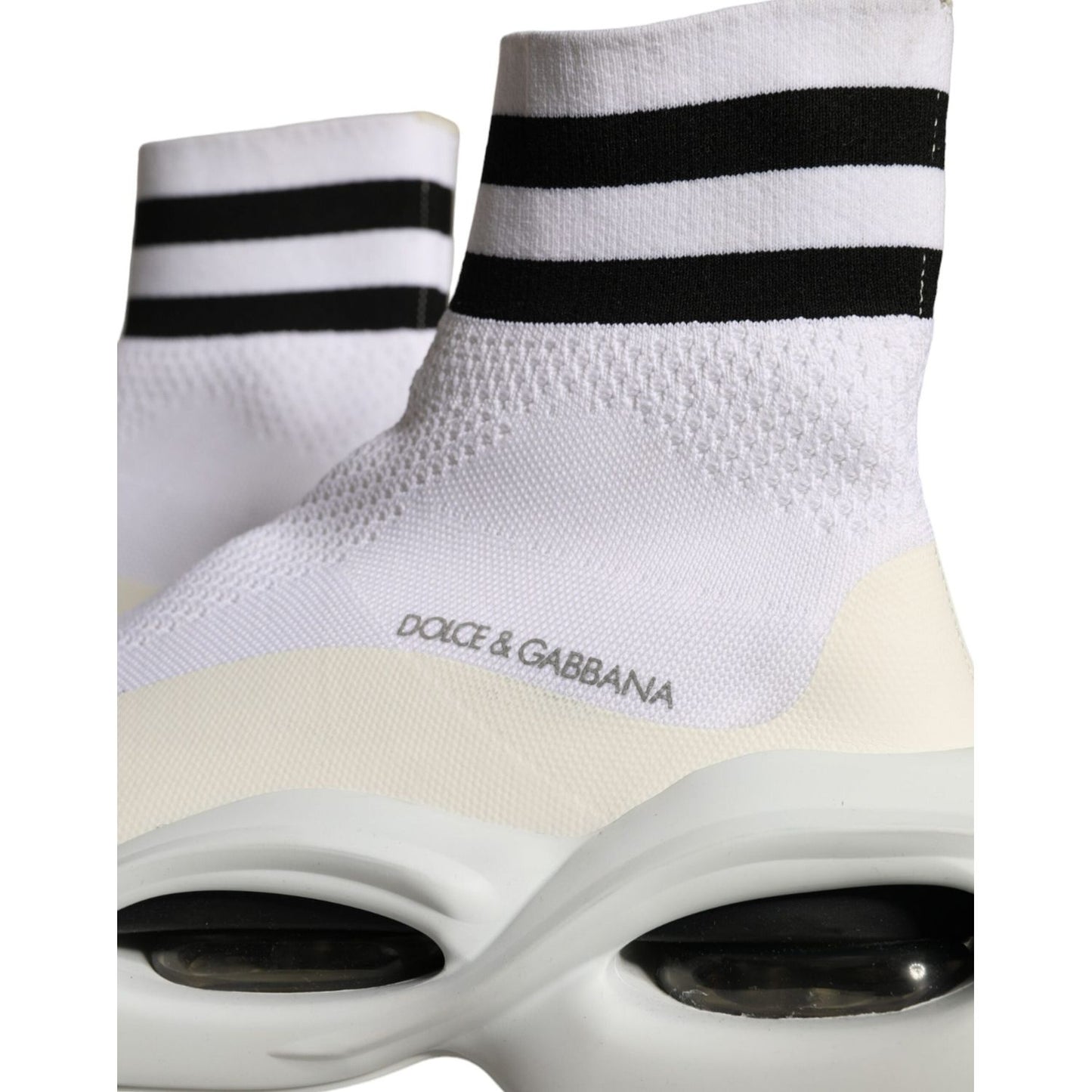 Dolce & Gabbana White Black Slip On Wave Socks Sneakers Shoes Dolce & Gabbana