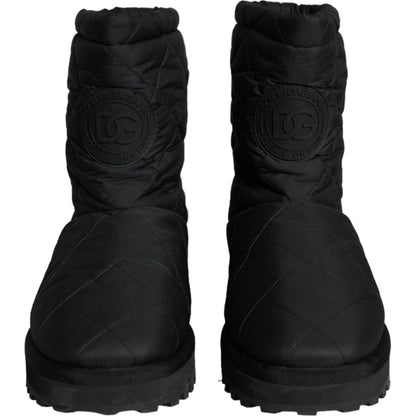 Dolce & Gabbana Black Nylon Padded Mid Calf Men Boots Shoes