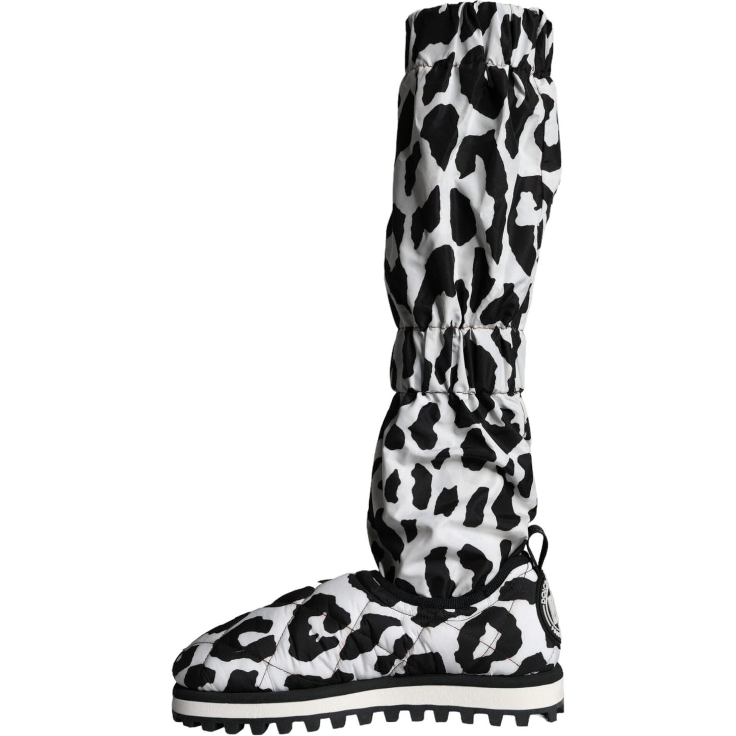 Dolce & Gabbana Black White Leopard Quilted Men Boots Sneakers Shoes Dolce & Gabbana