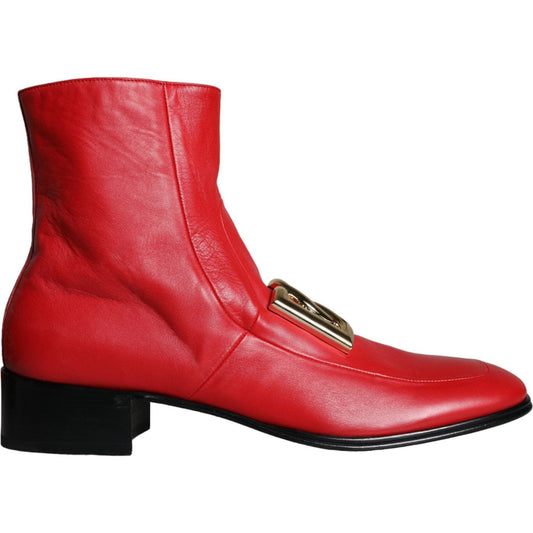 Dolce & Gabbana Red Lambskin Leather Men Ankle Boots Shoes Dolce & Gabbana