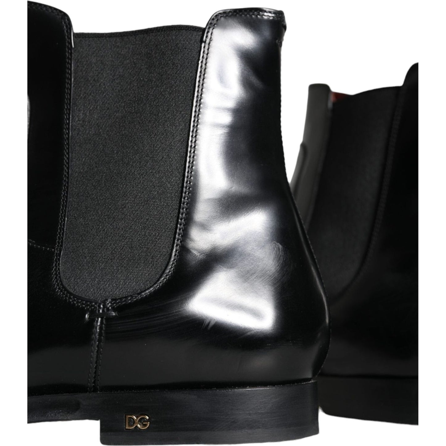 Dolce & Gabbana Black Leather Chelsea Ankle Boots Shoes Dolce & Gabbana