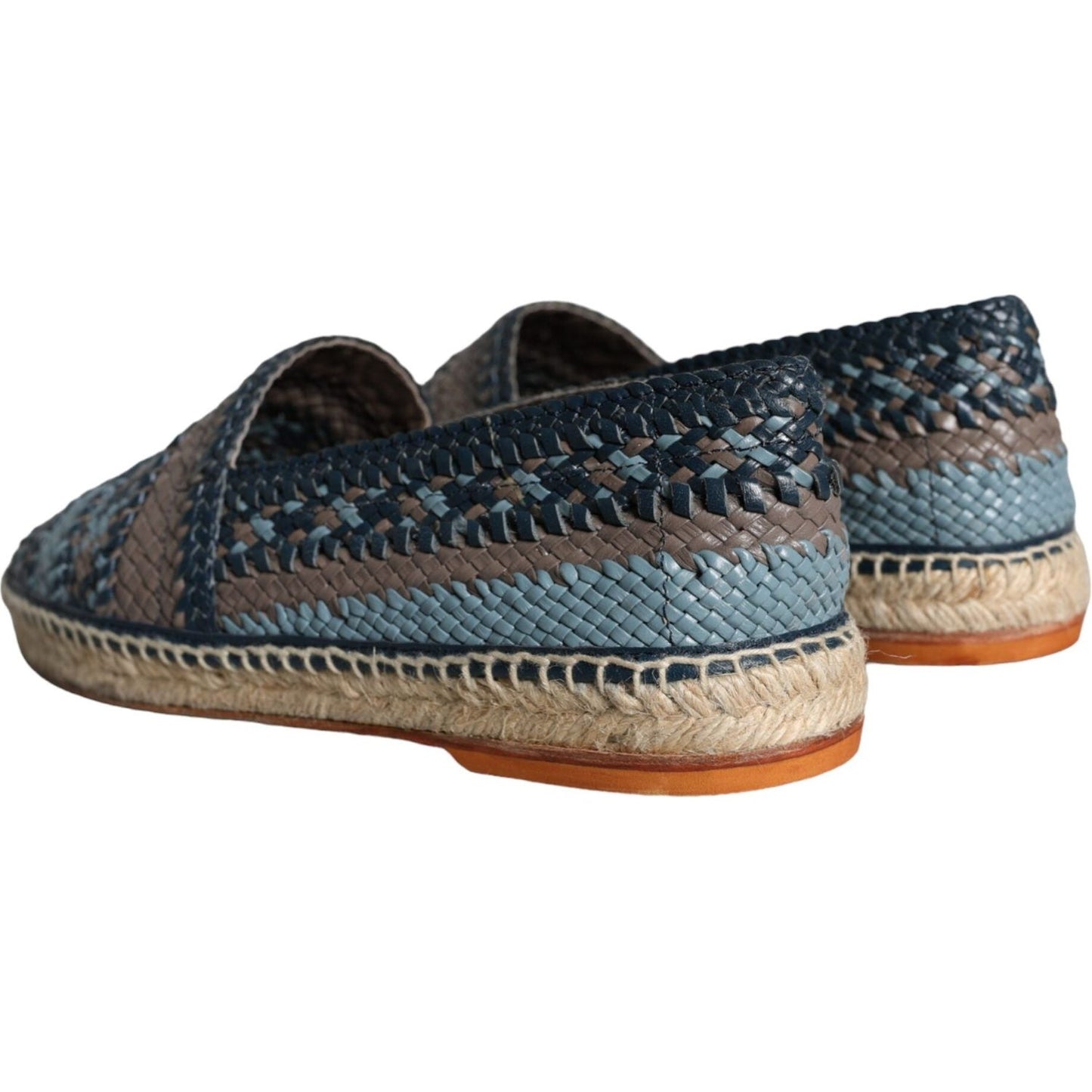 Dolce & Gabbana Blue Gray Woven Leather Buffalo Espadrille Shoes Dolce & Gabbana