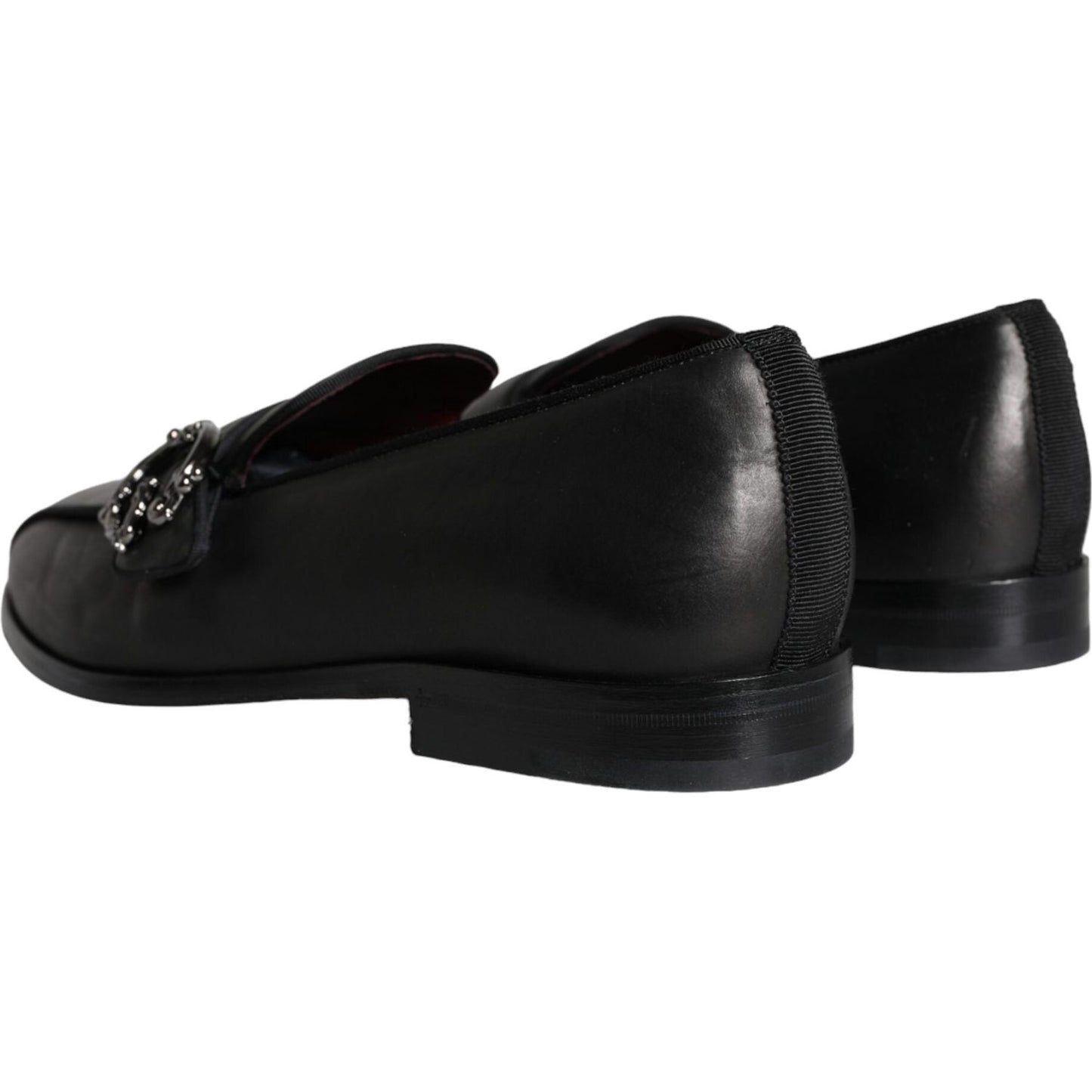 Dolce & Gabbana Black Leather Logo Loafers Men Dress Shoes Dolce & Gabbana