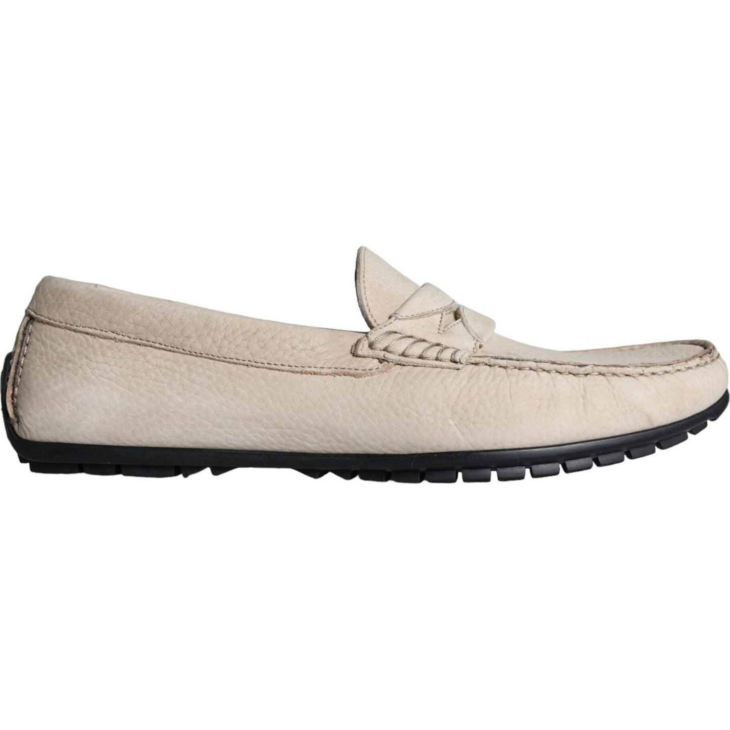 Dolce & Gabbana Beige Leather Slip Mocassin Loafers Men Shoes Dolce & Gabbana