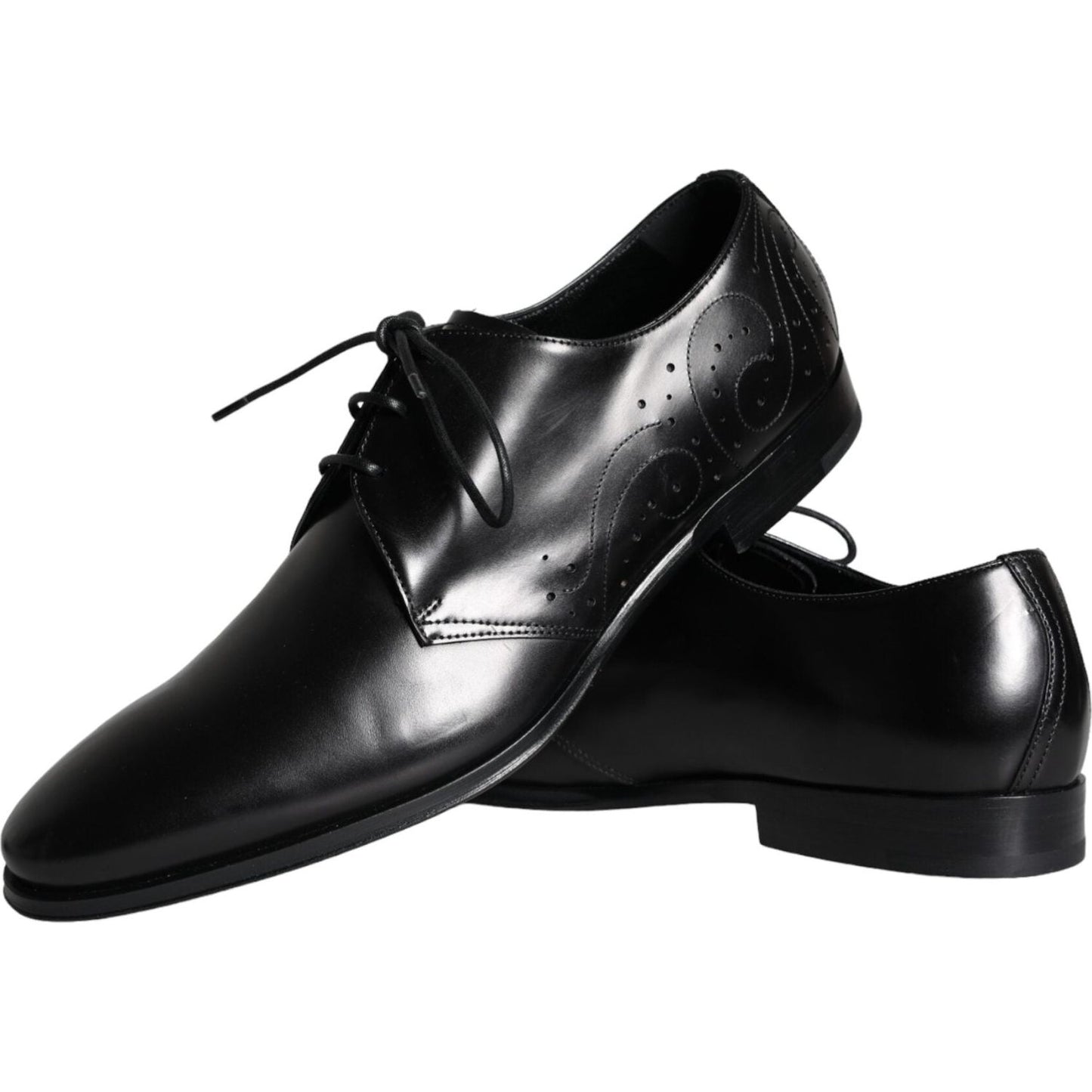 Dolce & Gabbana Black Calfskin Leather Derby Men Dress Shoes Dolce & Gabbana