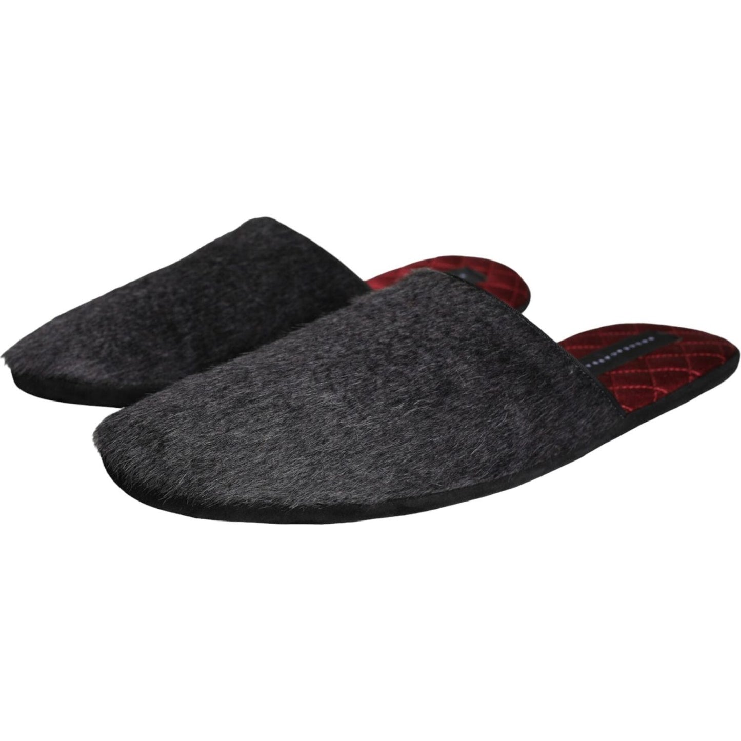 Dolce & Gabbana Black Faux Fur Slides Slippers Slip On Shoes Dolce & Gabbana