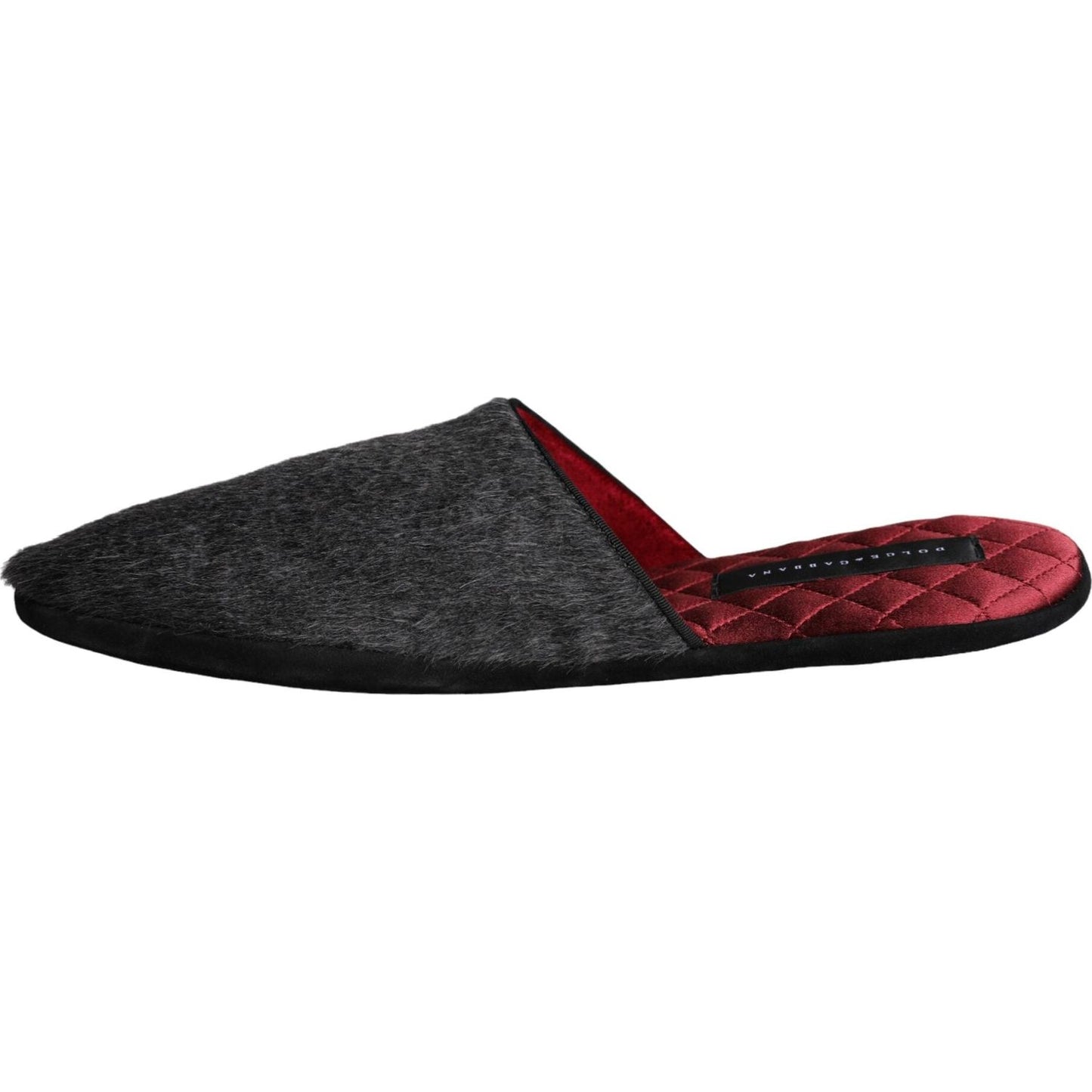 Dolce & Gabbana Black Faux Fur Slides Slippers Slip On Shoes Dolce & Gabbana