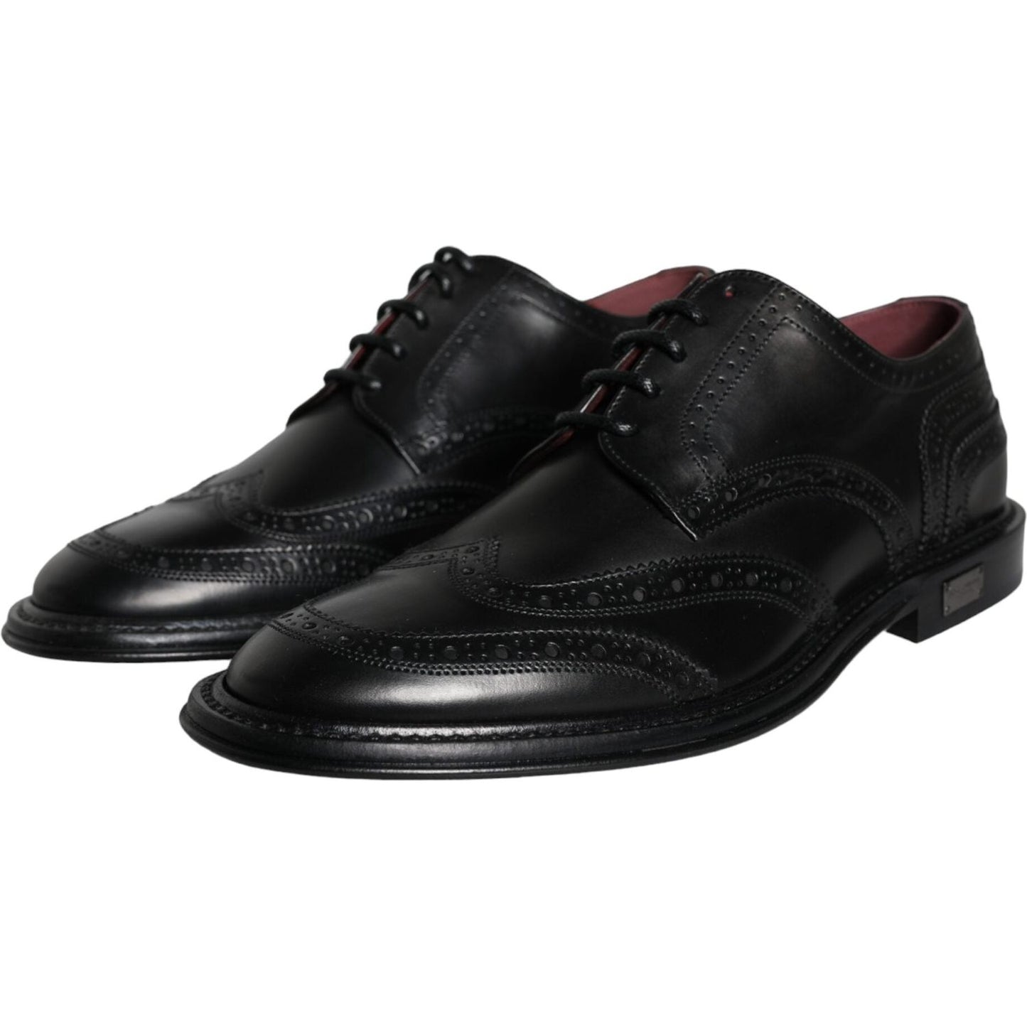 Dolce & Gabbana Black Leather Oxford Wingtip Formal Men Shoes Dolce & Gabbana