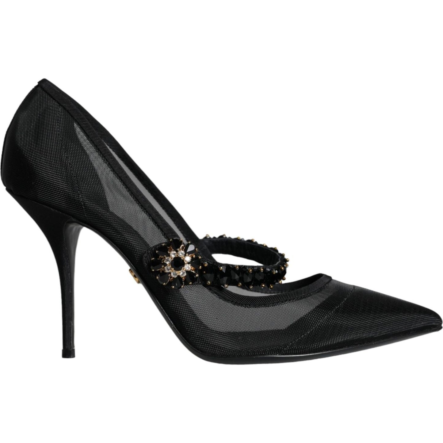 Dolce & Gabbana Black Mesh Mary Jane Crystal Heel Pumps Shoes Dolce & Gabbana