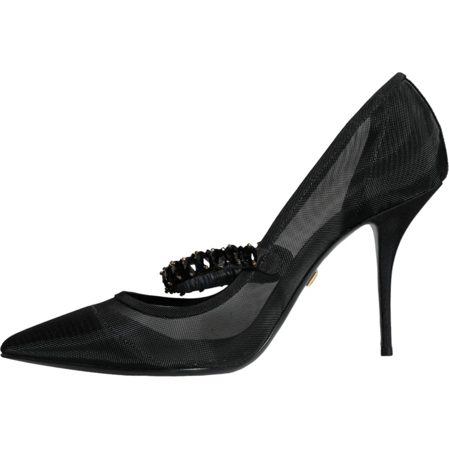 Dolce & Gabbana Black Mesh Mary Jane Crystal Heel Pumps Shoes Dolce & Gabbana