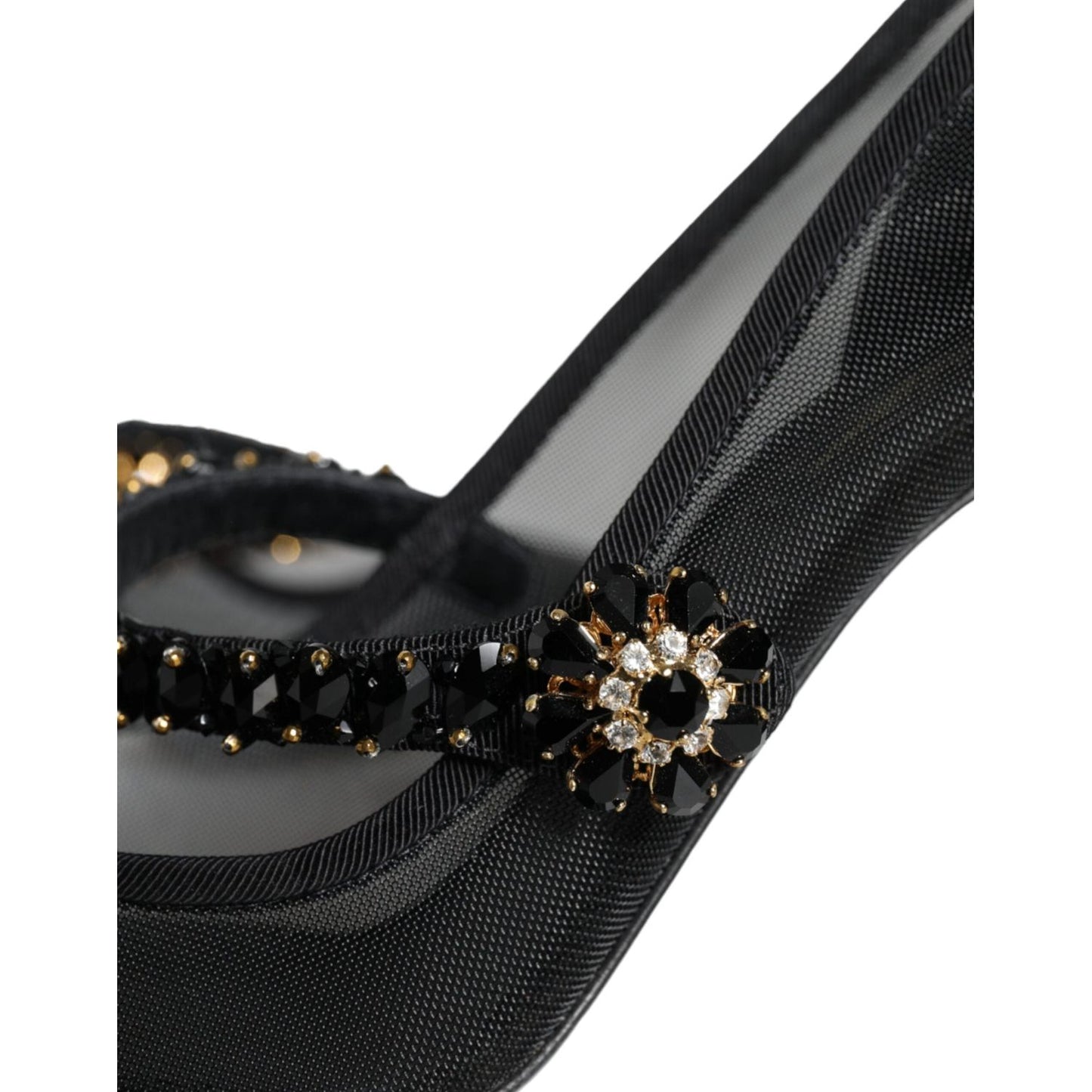 Dolce & Gabbana Black Mesh Mary Jane Crystal Heel Pumps Shoes Dolce & Gabbana