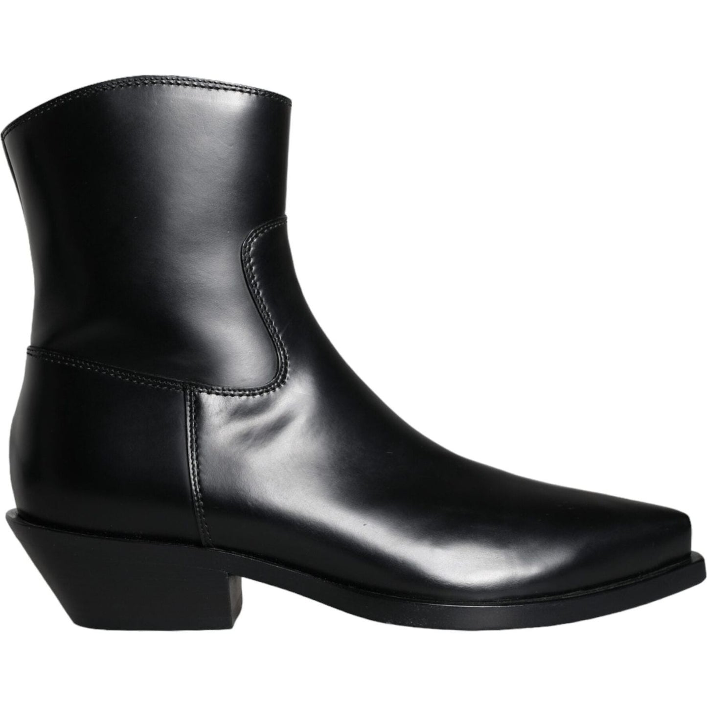 Dolce & Gabbana Black Leather Ankle Boots Booties Shoes Dolce & Gabbana