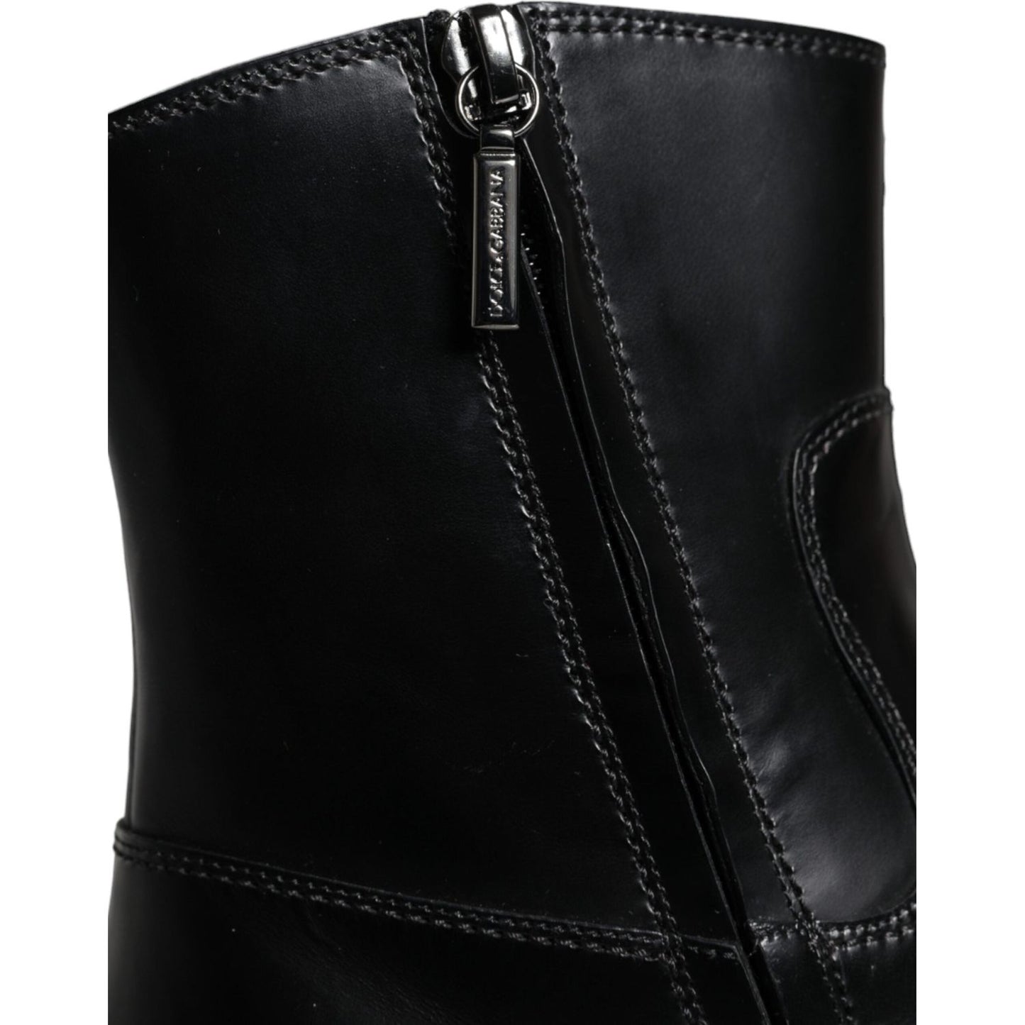 Dolce & Gabbana Black Leather Ankle Boots Booties Shoes Dolce & Gabbana