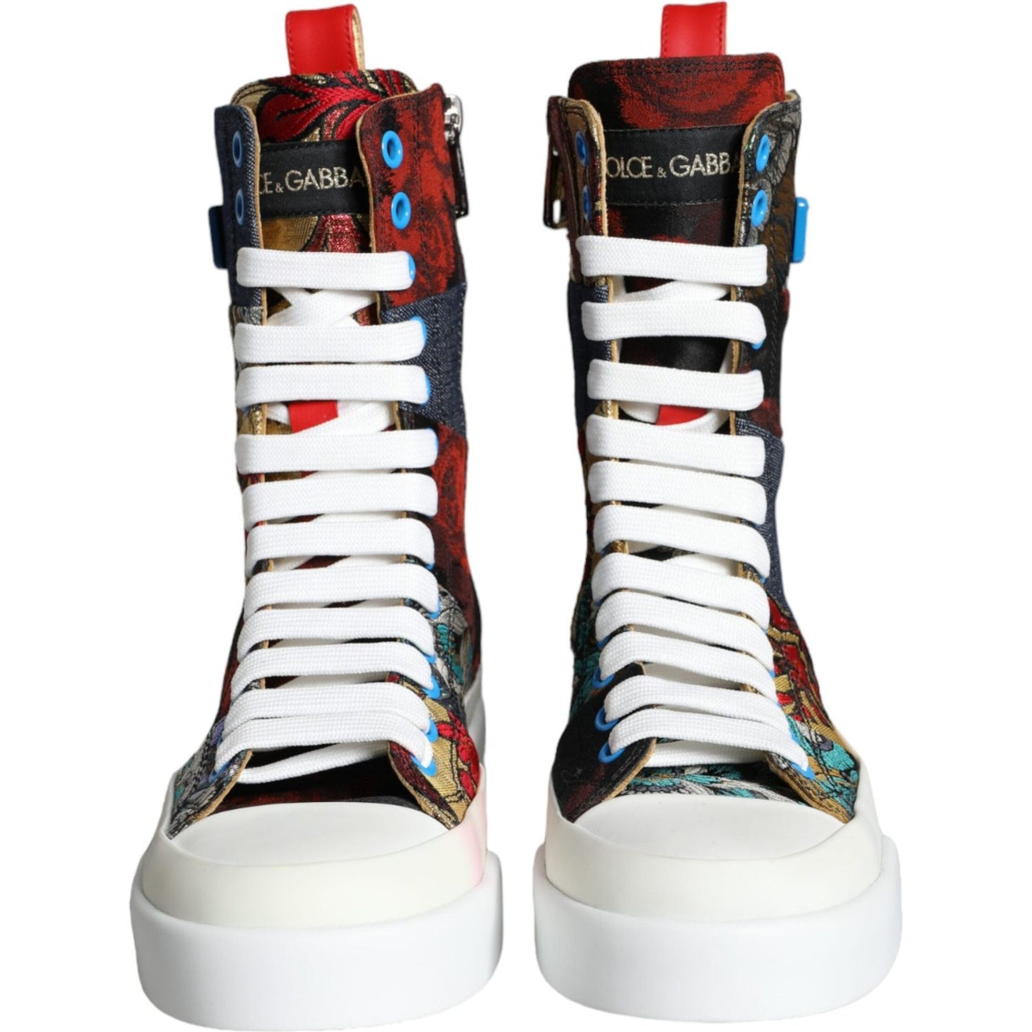 Dolce & Gabbana Multicolor Patchwork Logo High Top Sneakers Shoes Dolce & Gabbana