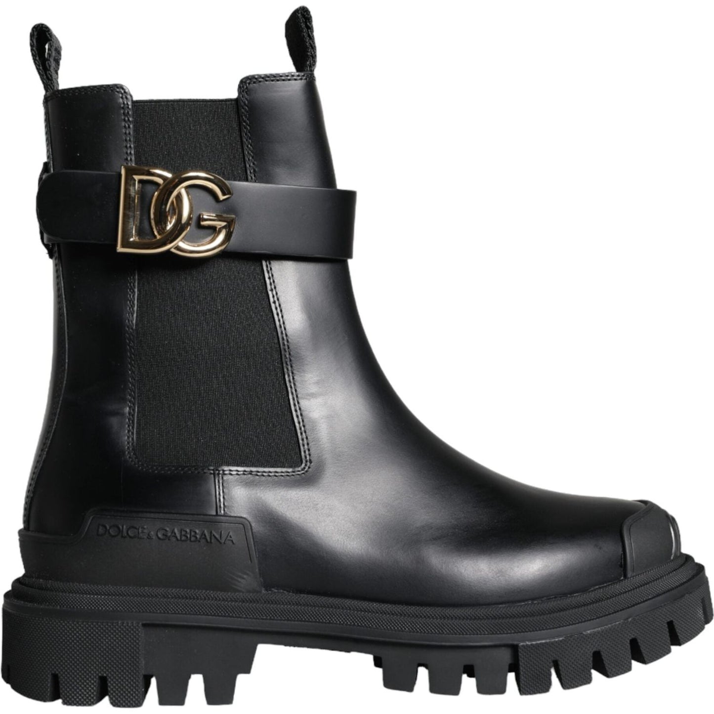 Dolce & Gabbana Black Leather Combat Mid Calf Boots Shoes Dolce & Gabbana