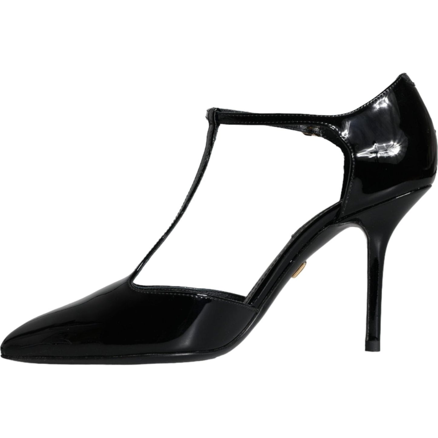 Dolce & Gabbana Black Leather T-strap Stiletto High Heels Shoes Dolce & Gabbana