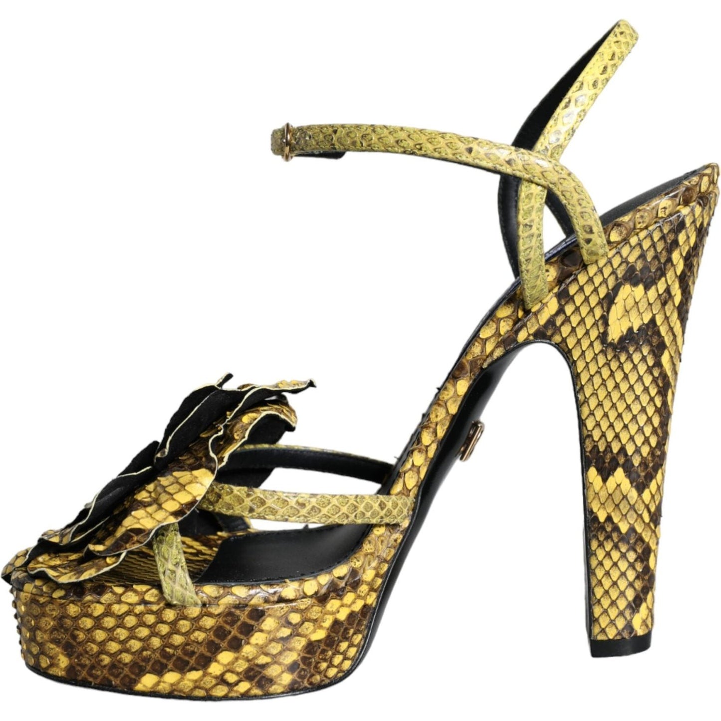 Dolce & Gabbana Yellow Exotic Leather Ankle Strap Heels Sandals Shoes Dolce & Gabbana