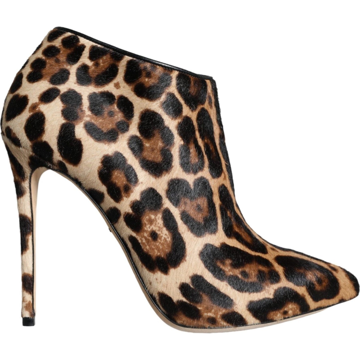 Dolce & Gabbana Brown Leopard Calf Fur Heels Ankle Boots Shoes Dolce & Gabbana