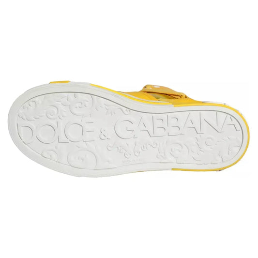 Dolce & Gabbana Yellow White Leather High Top Sneakers Shoes Dolce & Gabbana