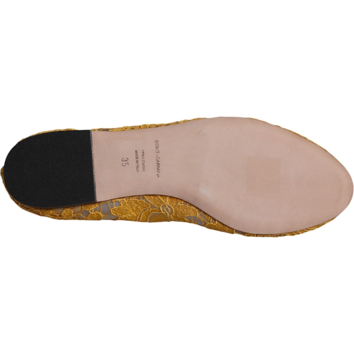 Dolce & Gabbana Mustard Lace Crystal Ballet Flats Loafer Shoes Dolce & Gabbana