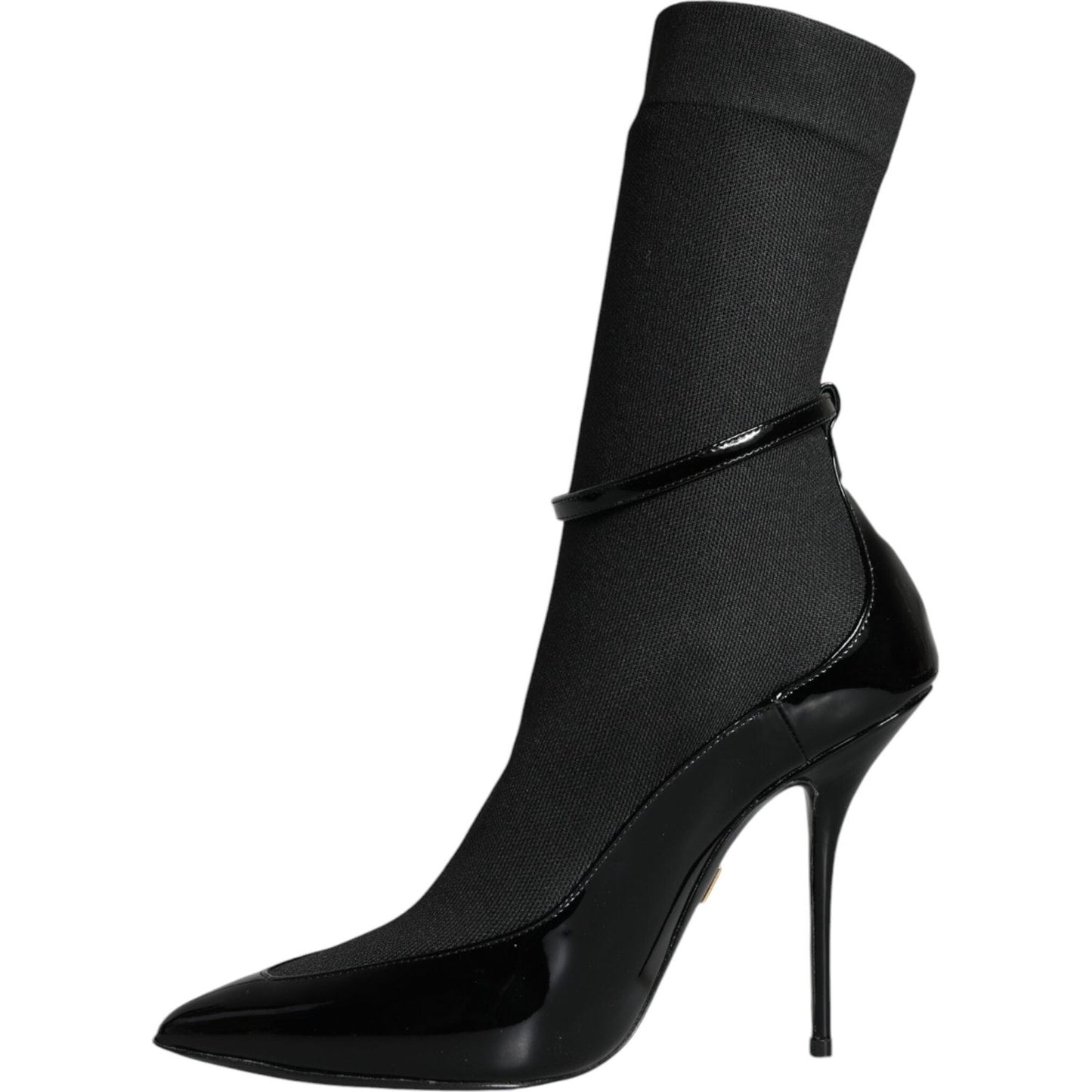 Dolce & Gabbana Black Leather Stilettos Booties Socks Shoes Dolce & Gabbana