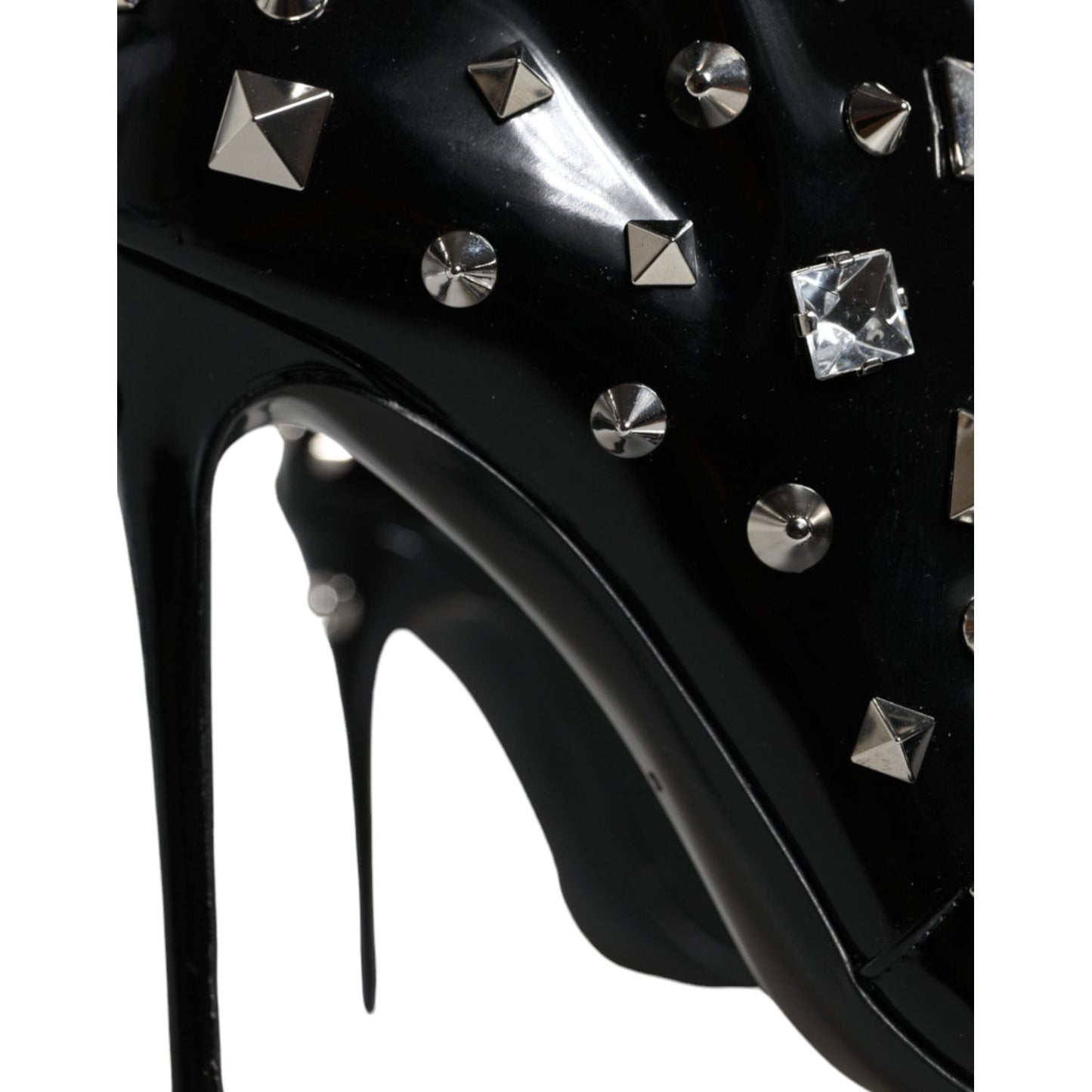 Dolce & Gabbana Black Leather Studs Crystal Ankle Boots Shoes Dolce & Gabbana